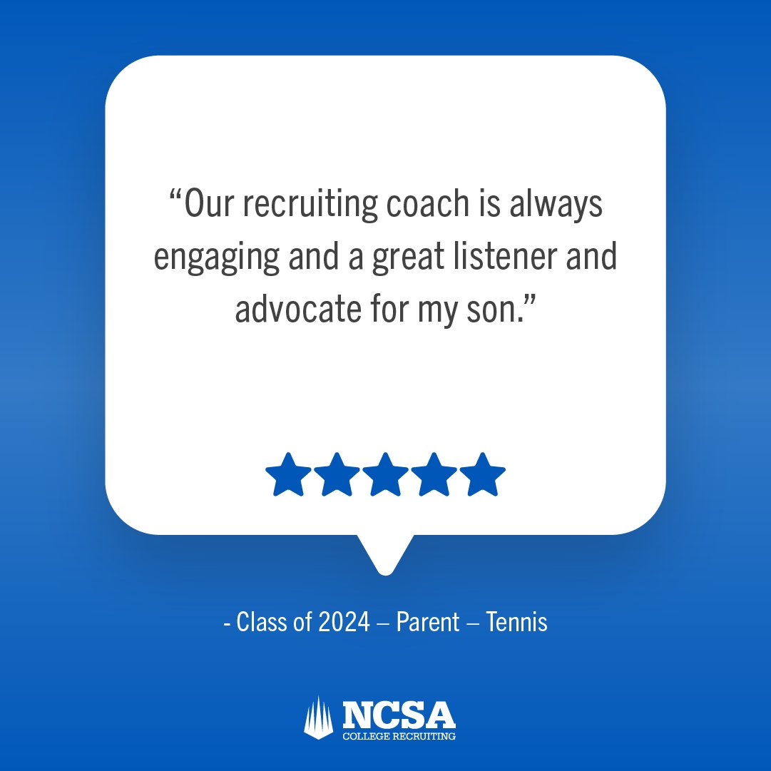 NCSA has a great team of recruiting coaches who always has your back. Here's a parent of a 2024 tennis player talking about their recruiting coach! To get started with NCSA, check out the link in our bio!