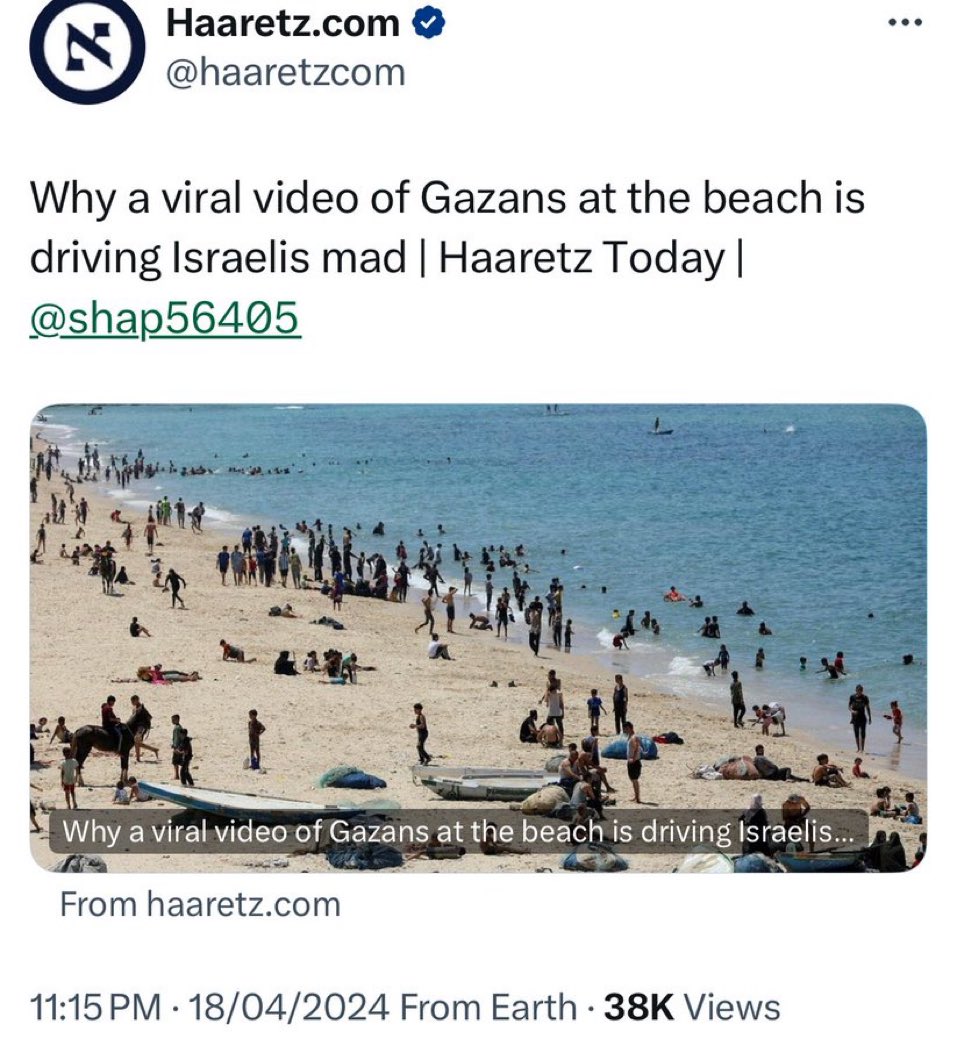 assraelis be like: 'Gazans enjoying their beach is antisemitic'.