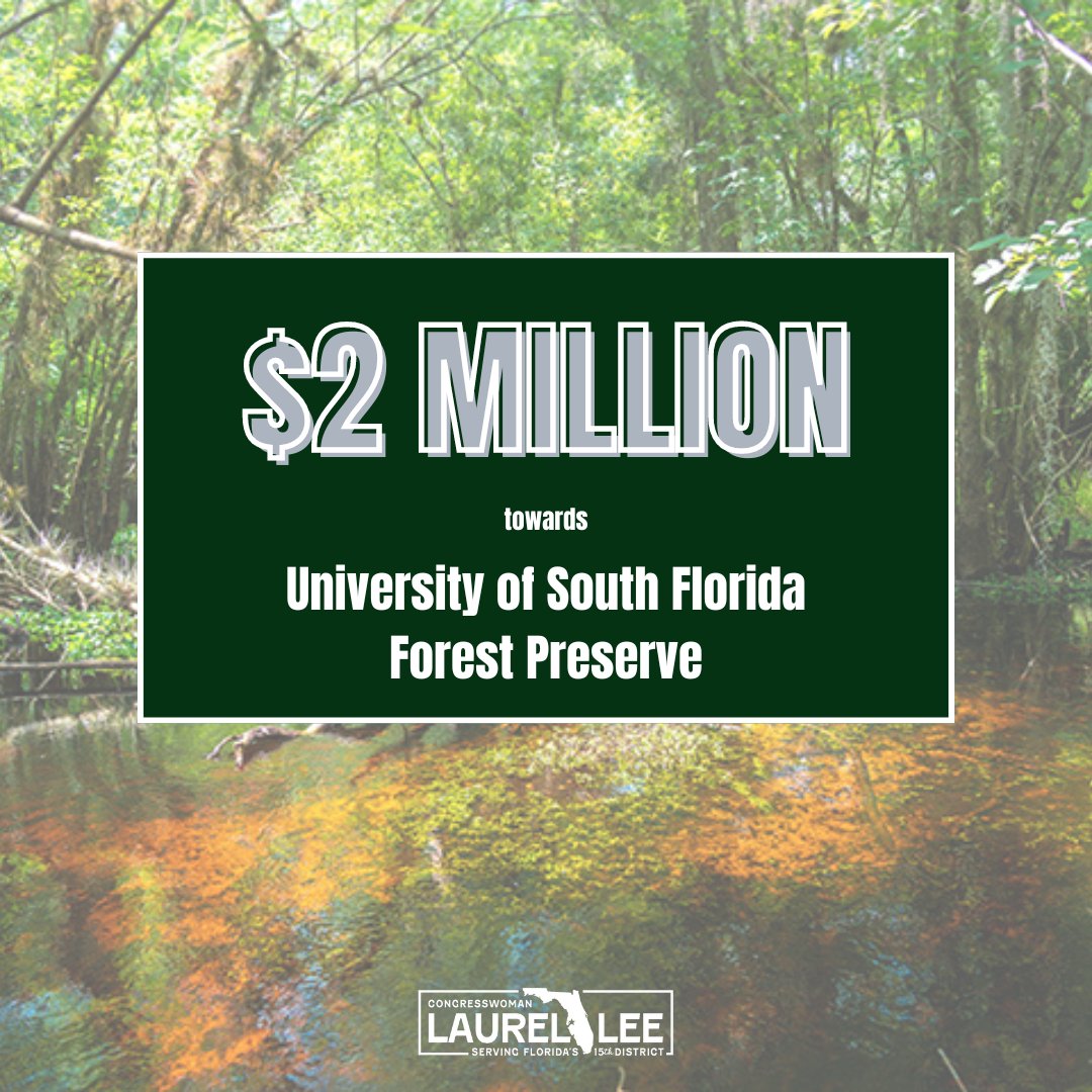 #FL15 is home to one of America’s last remaining, untouched urban forest habitats. I secured $2 million for the @USouthFlorida Forest Preserve to help protect this vital treasure.