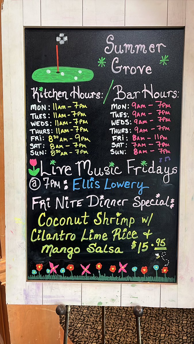Don’t forget! Ellis Lowery is playing at Summer Grove tonight and the special is Coconut Shrimp with Cilantro Lime Rice and Mango Salsa!