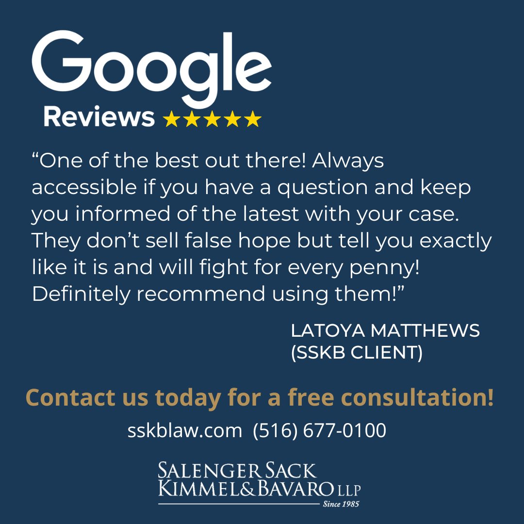 We're happy to receive another glowing review from a satisfied client! 🌟 Thank you Latoya, for choosing us for your case. Your feedback means the world to us!

#results #TopService #sskb #longisland #longislandattorneys