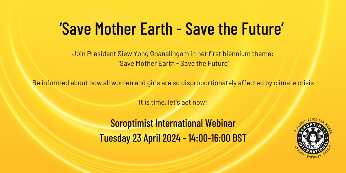 Join SI President Siew Yong Gnanalingam and invited speakers to learn more about climate crisis and how it disproportionately affects women and girls. Please register using thIs link to join the webinar: us06web.zoom.us/meeting/regist…