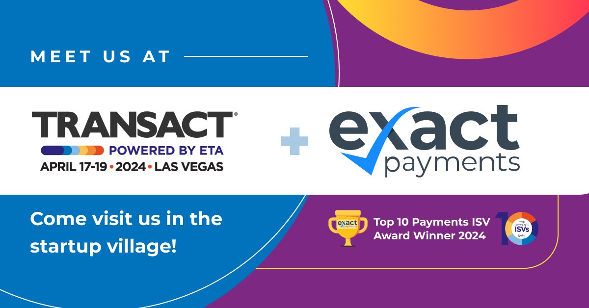 What’s on the agenda today at #ETATRANSACT? Our CEO, Phil Levy, will be joining the leadership of the Top 10 Payments ISVs for a lightning round session on all things payments at 9:10 AM in the Tech Zone. Stop by our booth K1 and schedule a meeting.
exactpay.com/top-10-payment…