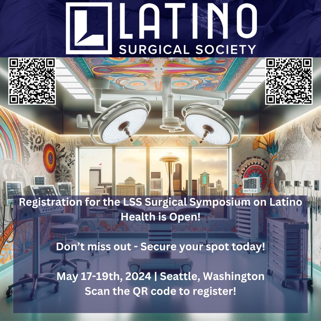 📢 Exciting news! The LSS Surgical Symposium is just one month away! 🎉 Don't miss out on this incredible opportunity to engage with the Latino surgical community! Register now! Scan the QR code or click ⬇️ latinosurgicalsociety.org/event-details/… #LSSSymposium #LatinoSurgery #Seattle