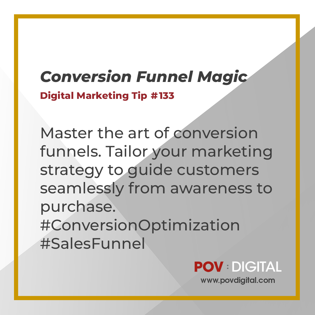 Master the art of conversion funnels. Tailor your marketing strategy to guide customers seamlessly from awareness to purchase. #ConversionOptimization #SalesFunnel
