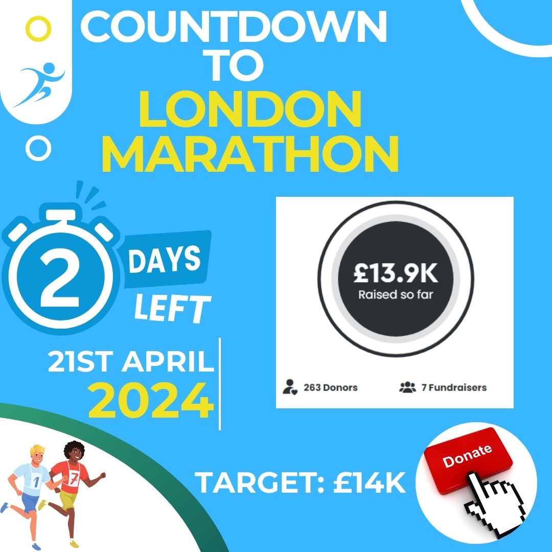 2 days left to the #londonmarathon2024. We are almost there at our £14k target, so close. Help us reach £14k?
Please donate to the link below and support our incredible runners! 🔥🏃‍♀️
#fundraising #charity #lambeth

2024tcslondonmarathon.enthuse.com/mosaicclubhous…