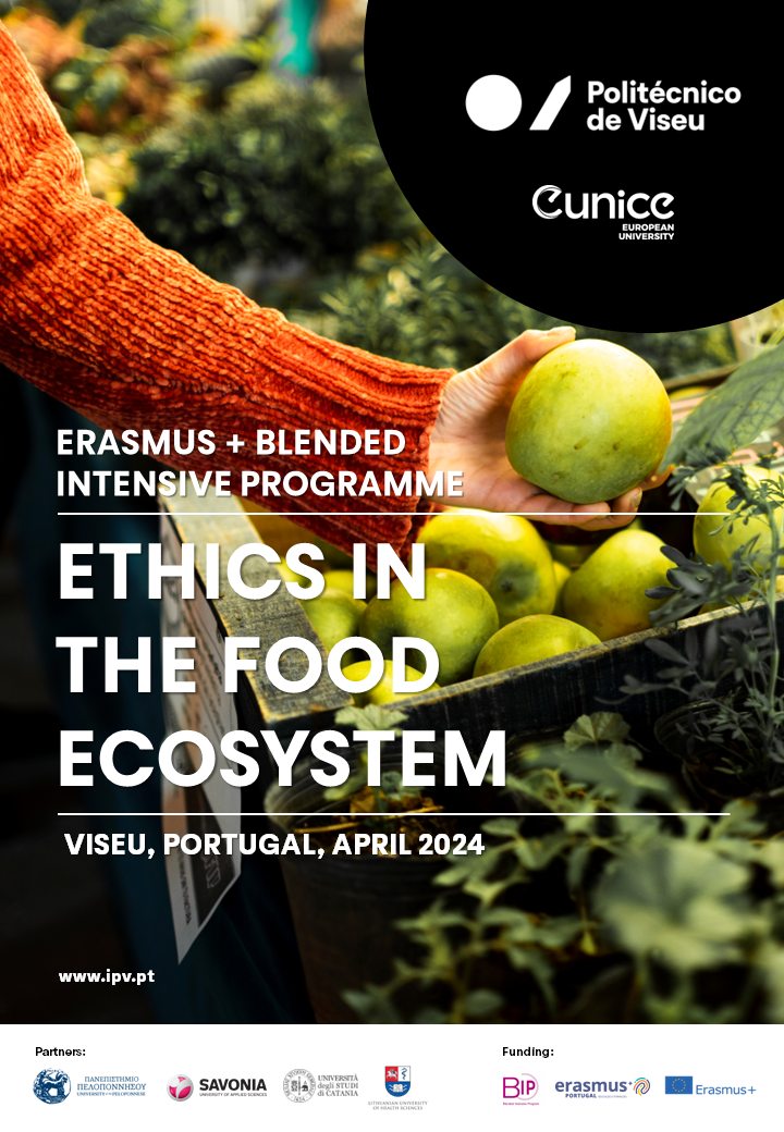 ESAV promove Blended Intensive Programme (BIP): Ethics in Food Ecosystem. O IPV , através da ESAV, promove de 22 a 25 de abril, a realização de um Blended Intensive Programme (BIP) subordinado ao tema: Ethics in Food Ecosystem. @EUNICE_uni_ #divulgaçãoipv #IPViseu