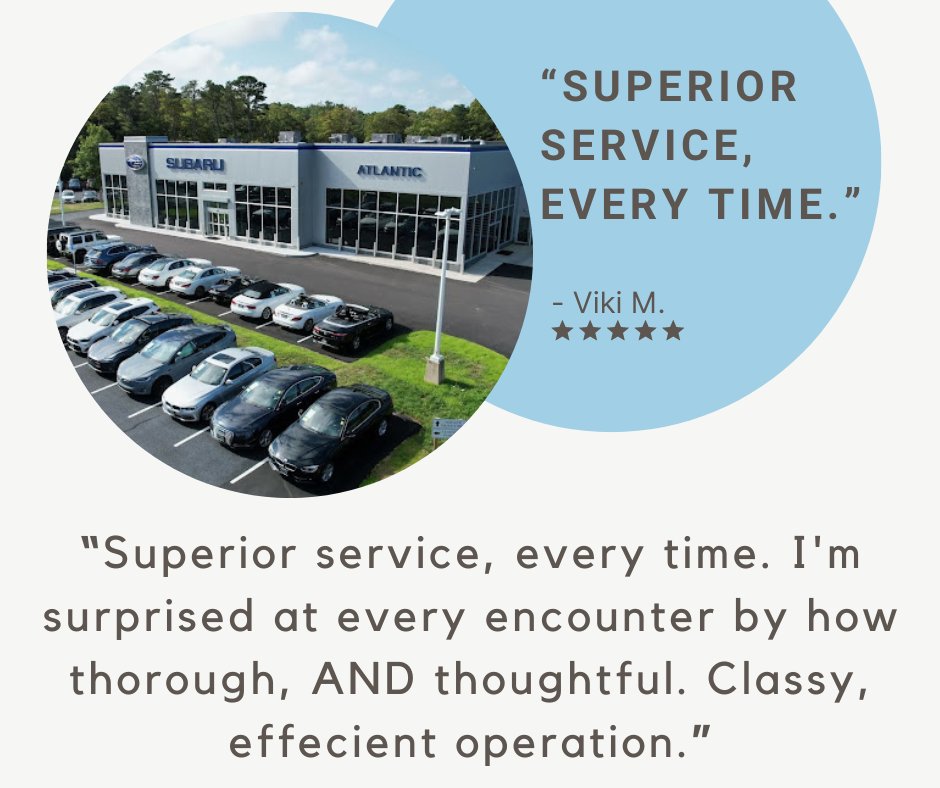 Viki, we're delighted to know that you've consistently received above and beyond service at Atlantic Subaru! We strive for thoroughness and thoughtfulness in all our interactions. Safe travels! #FanFriday #FridayFeature