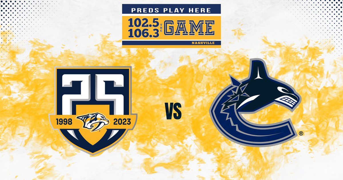 IT'S GAMEDAY! Tune into 102.5 & 106.3 The Game as the @PredsNHL take on the @Canucks for Game 4 in the first round of the #StanleyCupPlayoffs! 🎙️ 3:00PM Pregame Show 🏒4:00PM Puck Drop 📱102.5 The Game App 💻bit.ly/2TheGame 🔊Alexa or Google Home