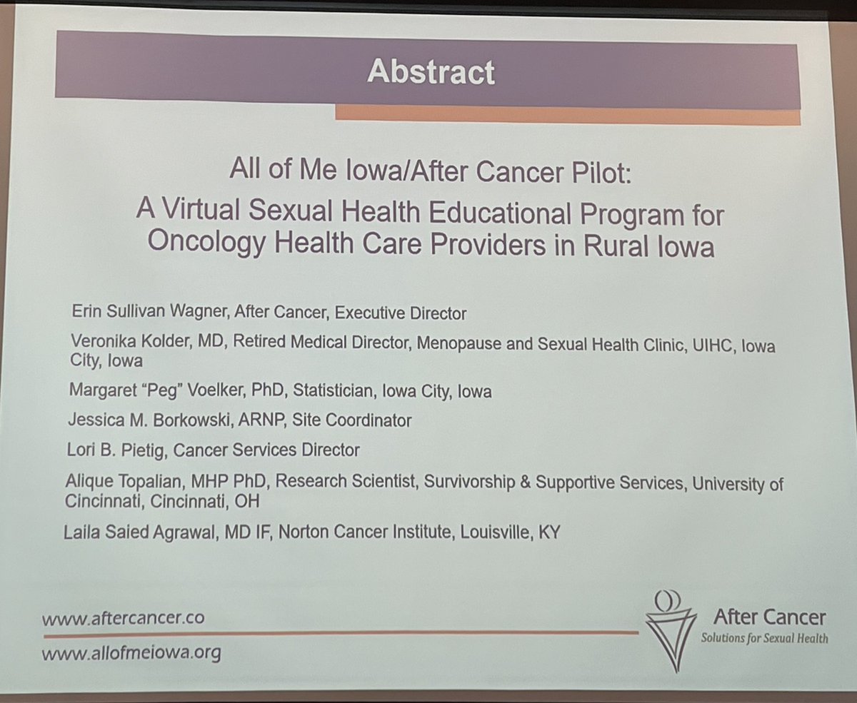 After Cancer Virtual Sexual Health Education Program Honored to have contributed to this presentation and be part of the thought leader group for this organization. Great work Erin Sullivan Wagner 👏👏👏 #cancersexnet24