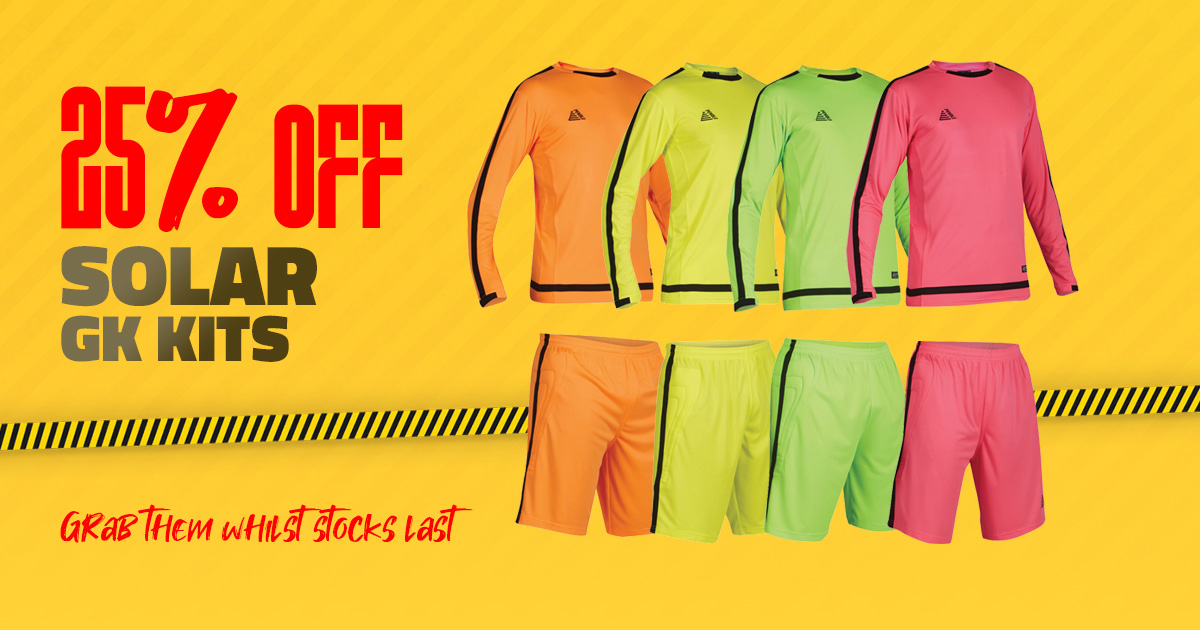 📣 𝗚𝗲𝘁 𝟮𝟱% 𝗼𝗳𝗳 𝗦𝗼𝗹𝗮𝗿 𝗚𝗞 𝗸𝗶𝘁𝘀! 📣 Make 𝗴𝗿𝗲𝗮𝘁 𝘀𝗮𝘃𝗶𝗻𝗴𝘀 on these padded shirts and shorts while you can. Prices start from only £7.69 for shorts and £13.09 for shirts. Browse the range now | bit.ly/3UpQadl