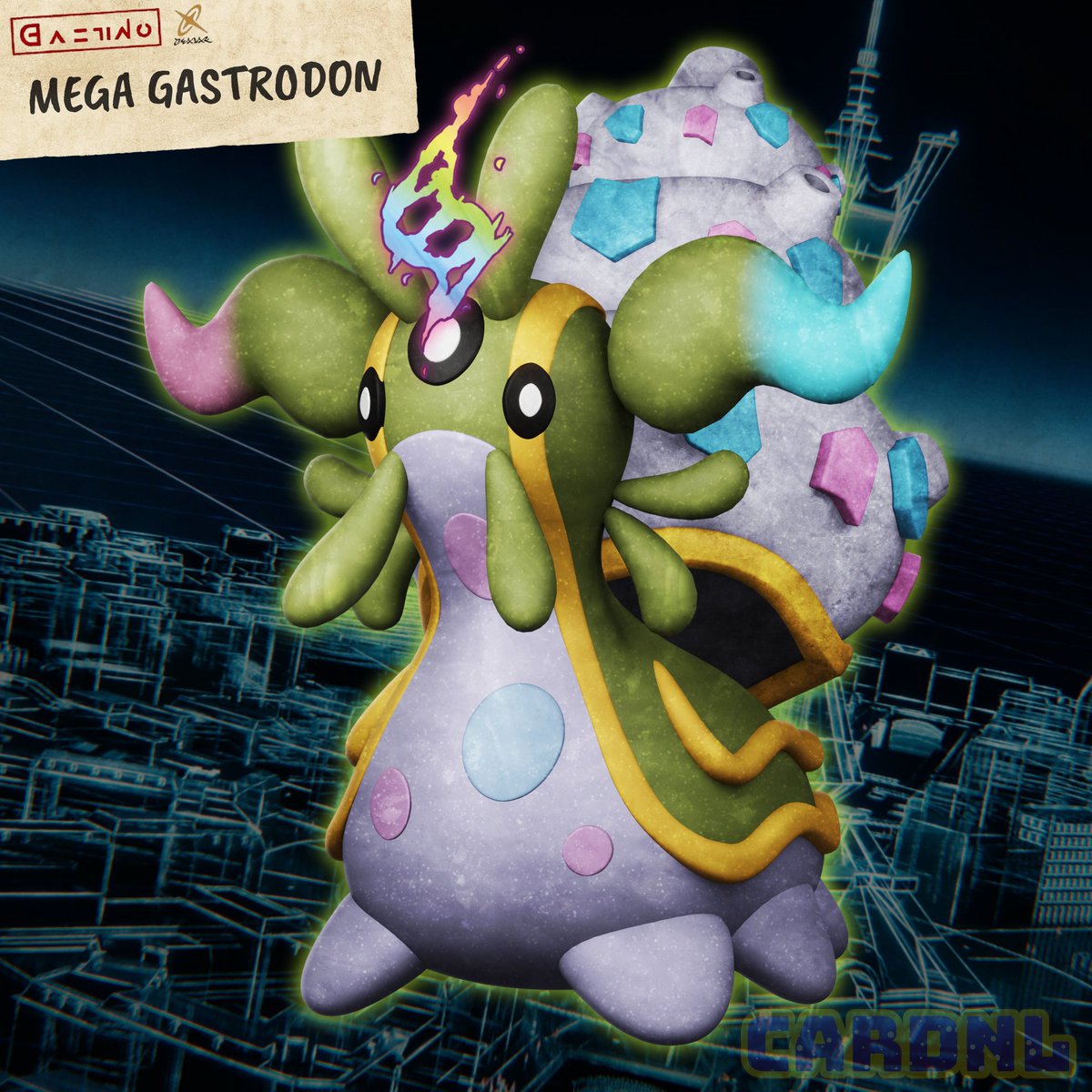 Here's my concept for a Mega Evolution of Gastrodon in #PokemonLegendsZA! It adds more sea slug and snail-like elements to the body including a shell! Both forms of Gastrodon could mega evolve into this, similar to Lati(a/o)s! #PokemonPresents #Pokemon #PokemonDay2024 #PokemonDay