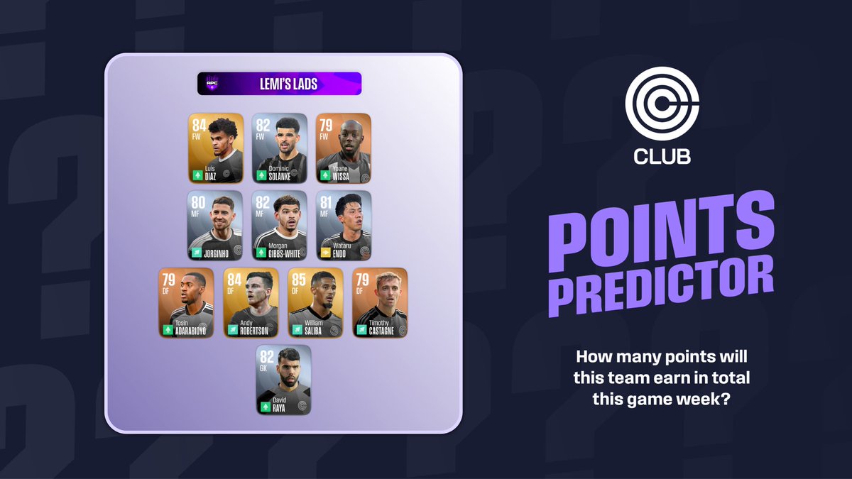 🚨 POINTS PREDICTOR 🚨 WIN +50 GEMS! 💎 This week: Lemi’s Lads ❤️ Like this Post 💬 Comment the Total Score this team will score Closest WINS 🏆