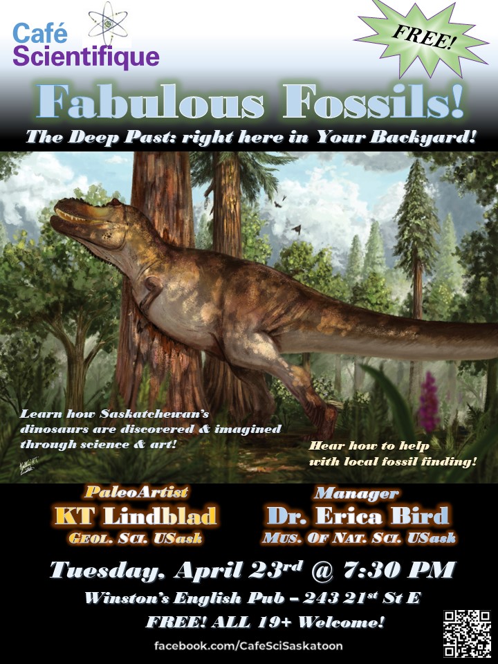 Julia Boughner (@evodevoanthro) on Twitter photo April 23 is #TRexTuesday, #CafeSciYXE has decided! Are you 19+? like dinosaurs &/or art? in #Saskatoon? enjoy #FREE events? Then join us at 7:30PM <a href="/WinstonsPubSk/">Chris Beavis</a> (downstairs) <a href="/usaskmnatsci/">USask Museum of Natural Sciences</a> <a href="/USaskGeoSci/">USask Geological Sciences</a> <a href="/UsaskArtSci_SO/">USask Science Outreach</a> April 23 is #TRexTuesday, #CafeSciYXE has decided! Are you 19+? like dinosaurs &/or art? in #Saskatoon? enjoy #FREE events? Then join us at 7:30PM <a href="/WinstonsPubSk/">Chris Beavis</a> (downstairs) <a href="/usaskmnatsci/">USask Museum of Natural Sciences</a> <a href="/USaskGeoSci/">USask Geological Sciences</a> <a href="/UsaskArtSci_SO/">USask Science Outreach</a>