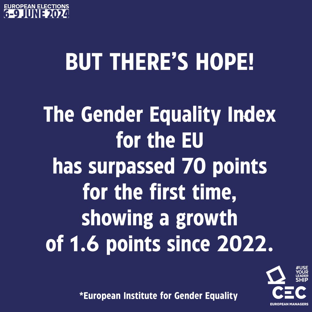 We encourage you to #UseYourLeadership, participate in the @Europarl_EN Elections and tackle #GenderInequality in the workplace.

Find all the materials of our campaign here:
cec-managers.org/news/event-dir…

@EU_EESC @eurofound @eige_eu 
#UseYourLeadership #UseYourVote
5 | 5
◾️