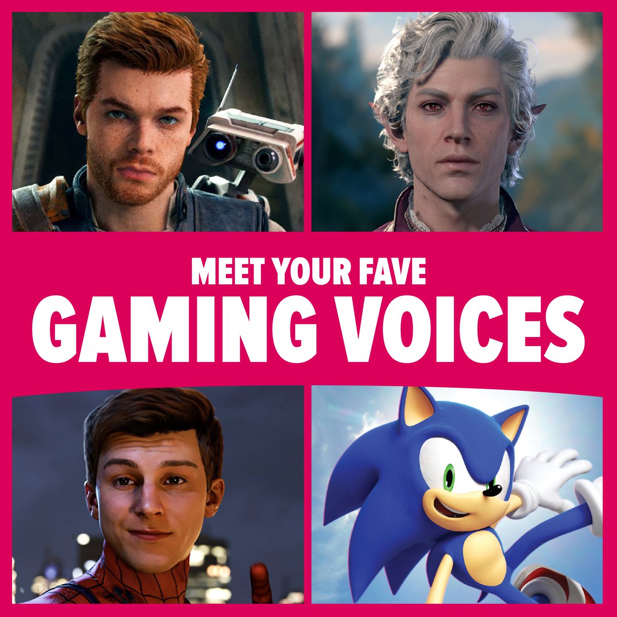 Gaming characters are loading into #Chicago. Meet Cameron Monaghan (Star Wars Jedi), Neil Newbon (Baldur's Gate 3), Yuri Lowenthal (Marvel's Spider-Man 2), and Roger Craig Smith (Sonic the Hedgehog) at #FANEXPOChicago this August. Buy your tickets now: spr.ly/6014b8qLG