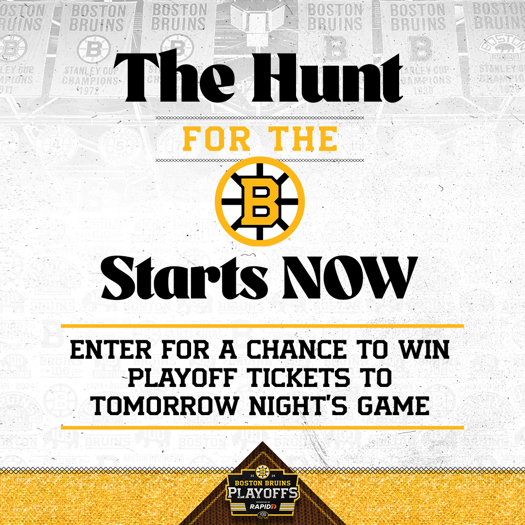 It's time to hunt for the B! Join us on a photo scavenger hunt around Boston for a chance to win 2 tickets to the Bruins’ Round 1, Game 1 vs. TOR on Saturday 4/20 at 8pm. The clues are live now at the link below. Start Hunting --> bit.ly/49KXGUk