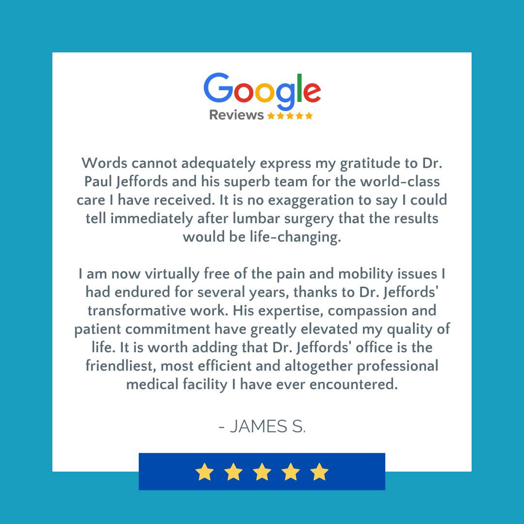 From diagnosis to recovery, we're honored to be a part of our patients' journeys. Witnessing my patients regain their mobility and return to living their life is the ultimate reward. 

#PatientTestimonial #googlereview #feedbackfriday #lumbarsurgery #resurgens #atlanta