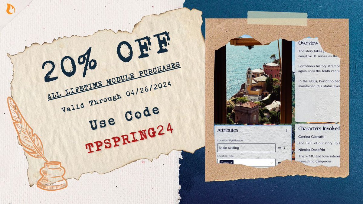 👁👄👁 Did somebody say tortured poets? Our spring sale starts TODAY, writer friends, and this is a sign that it's time to write your own anthology. Now thru 04/26, all lifetime module purchases are 20% off with code TPSPRING24 🕯