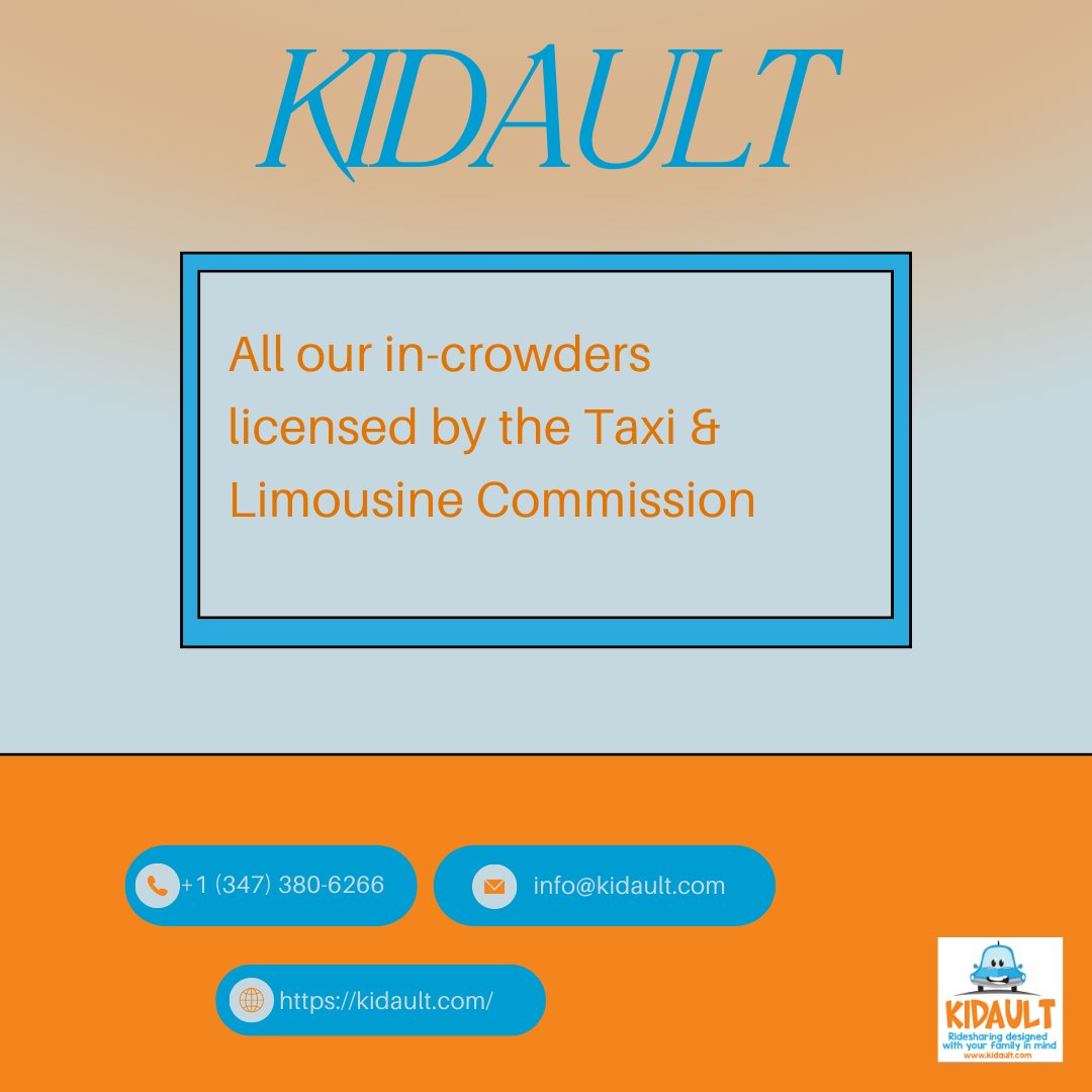 Your Safety is OUR Priority! 🛡️🚕 Kidault is proud to ensure top-notch security as all our in-crowders are licensed by the Taxi & Limousine Commission! 🌟

#UESkids #NYCfamily #nyckids #brooklynkids #parkslopeparents #carseat #childsafety #mommyblogger #familytravel #NYCtravel