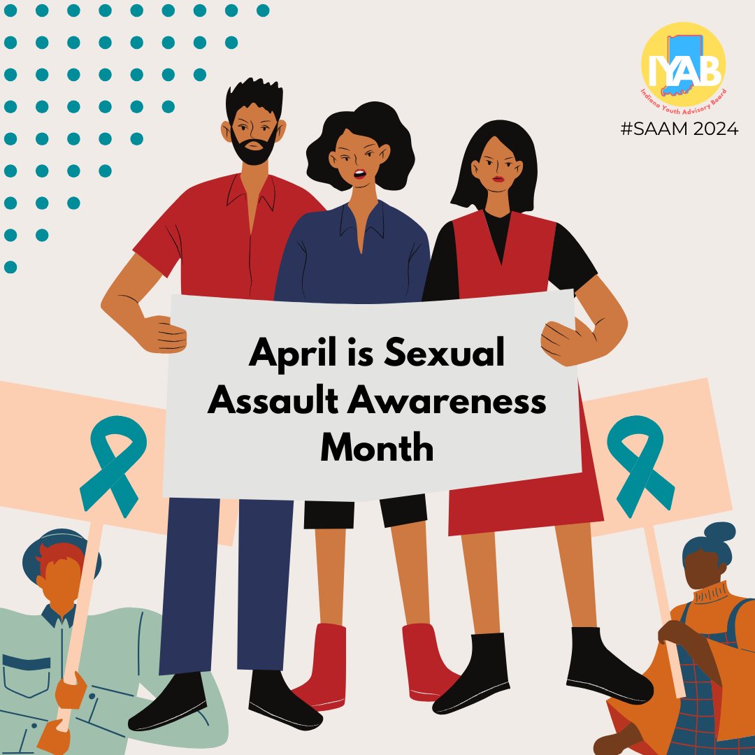 April is Sexual Assault Awareness Month (SAAM). Sexual assault has long-term impacts on survivors but is preventable. Help spread awareness of this important issue during April by wearing teal & resharing SAAM info on your social media. #SAAM2024 #IYAB