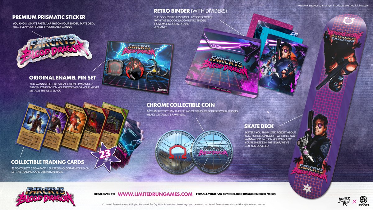 Our Far Cry 3® Blood Dragon Merch Collection is too cool for school. Pre-order your goods today alongside a physical copy of the game. Shop the collection: bit.ly/3Jj7w50