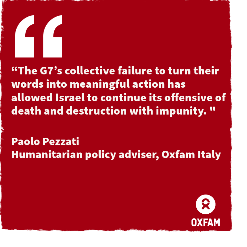 Oxfam reaction to the G7 Foreign Ministers' statement on Gaza oxfam.org.uk/mc/mgcssu