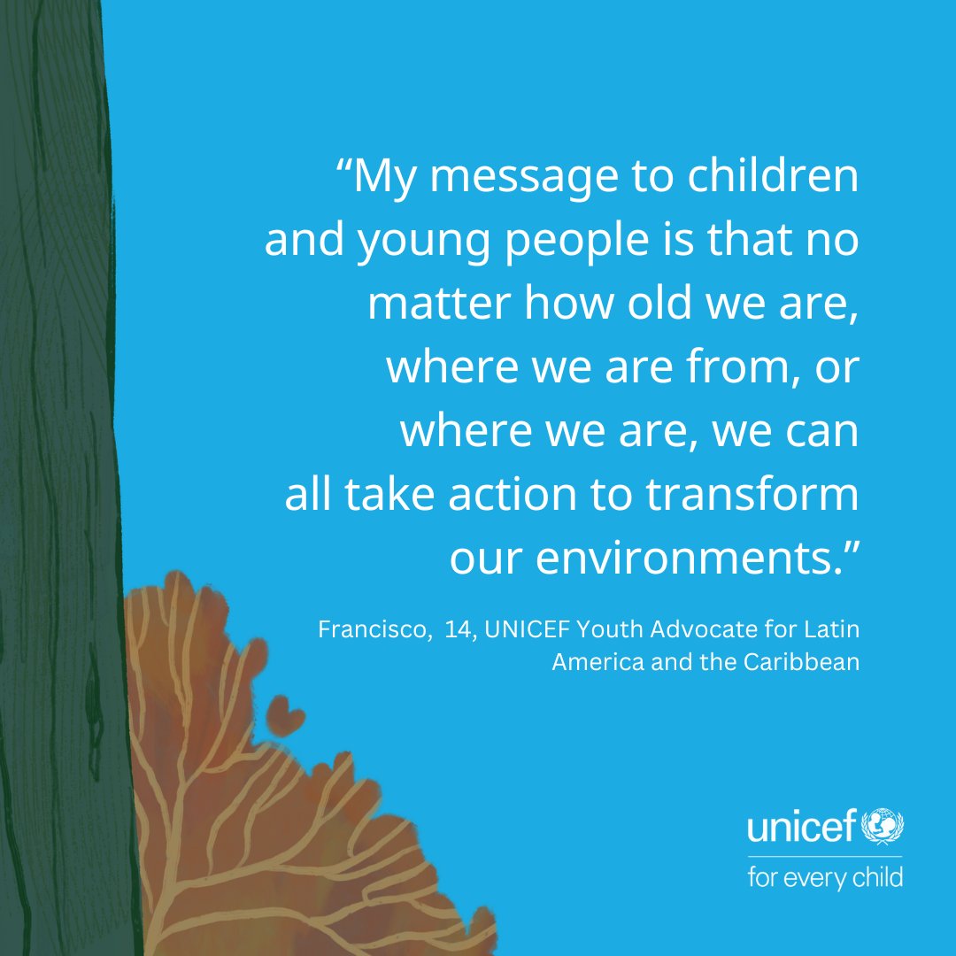 Climate action must be taken now, says Francisco, a UNICEF Youth Advocate. What better time to start than #EarthDay? Learn more about Francisco’s advocacy journey: uni.cf/4an5zka