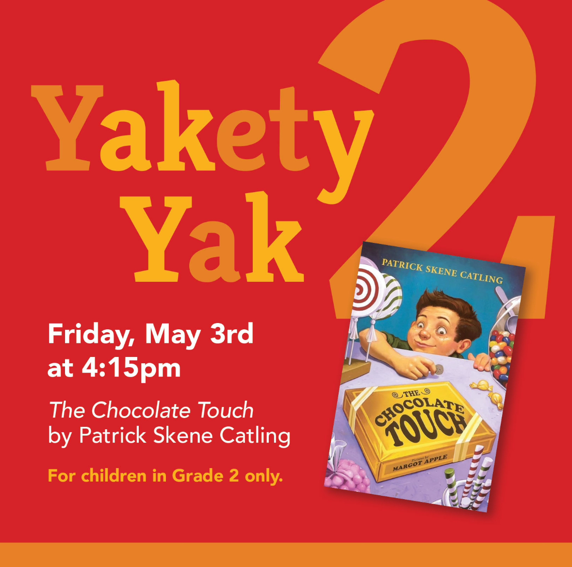 Visit our website to register. Please email tjersey@henhudfreelibrary.org upon registering for your free copy of the book!

#yaketyyak #thechocolatetouch #patrickskenecatling #hhﬂ #librariesrock