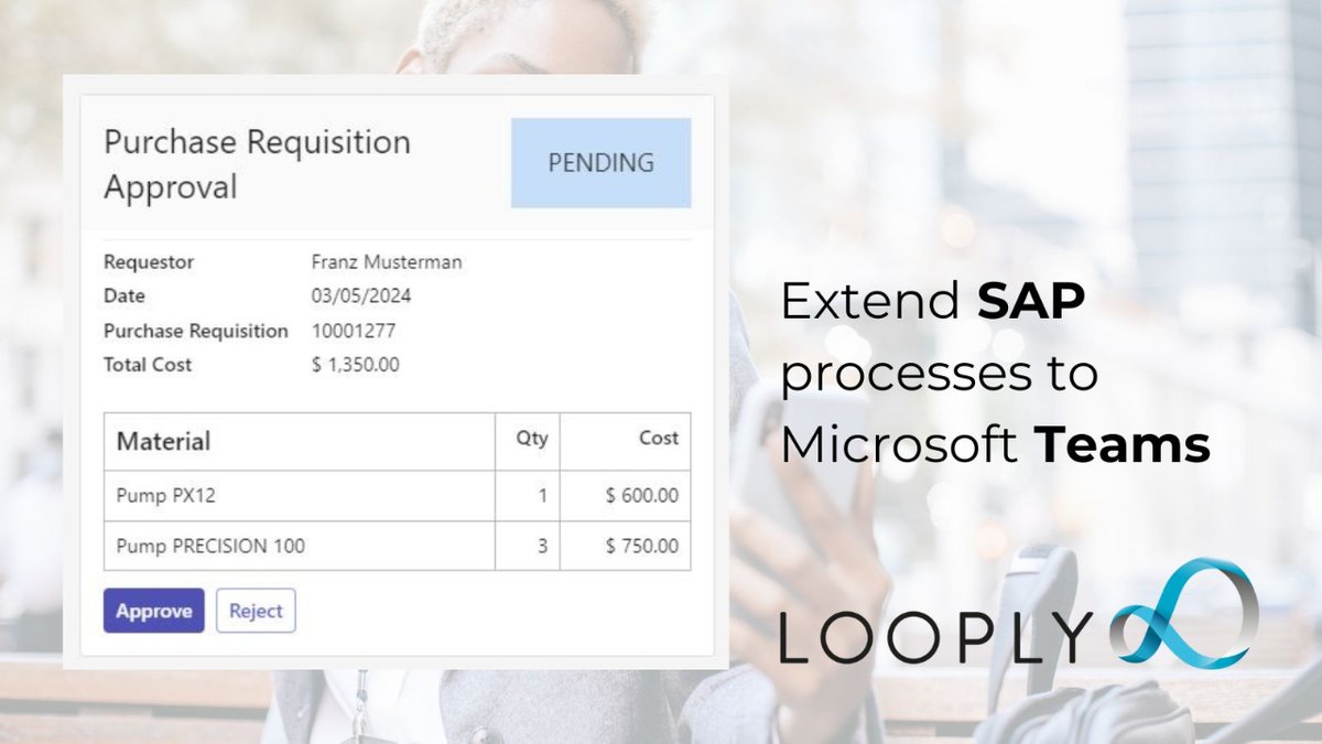 Extend SAP processes to MS Teams with Looply: Purchase Requisition Approval #looply #sap #s4hana i.mtr.cool/ogfflfwwxg