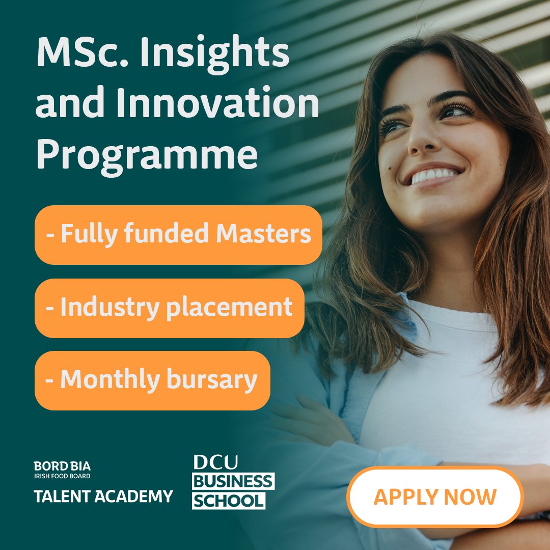 Applications for the MSc. Insights and Innovation programme close on Monday April 22nd at Midnight. Don't miss this opportunity to springboard your career into the Irish food, drink and horticulture industry: bordbia.ie/about/talent-a…