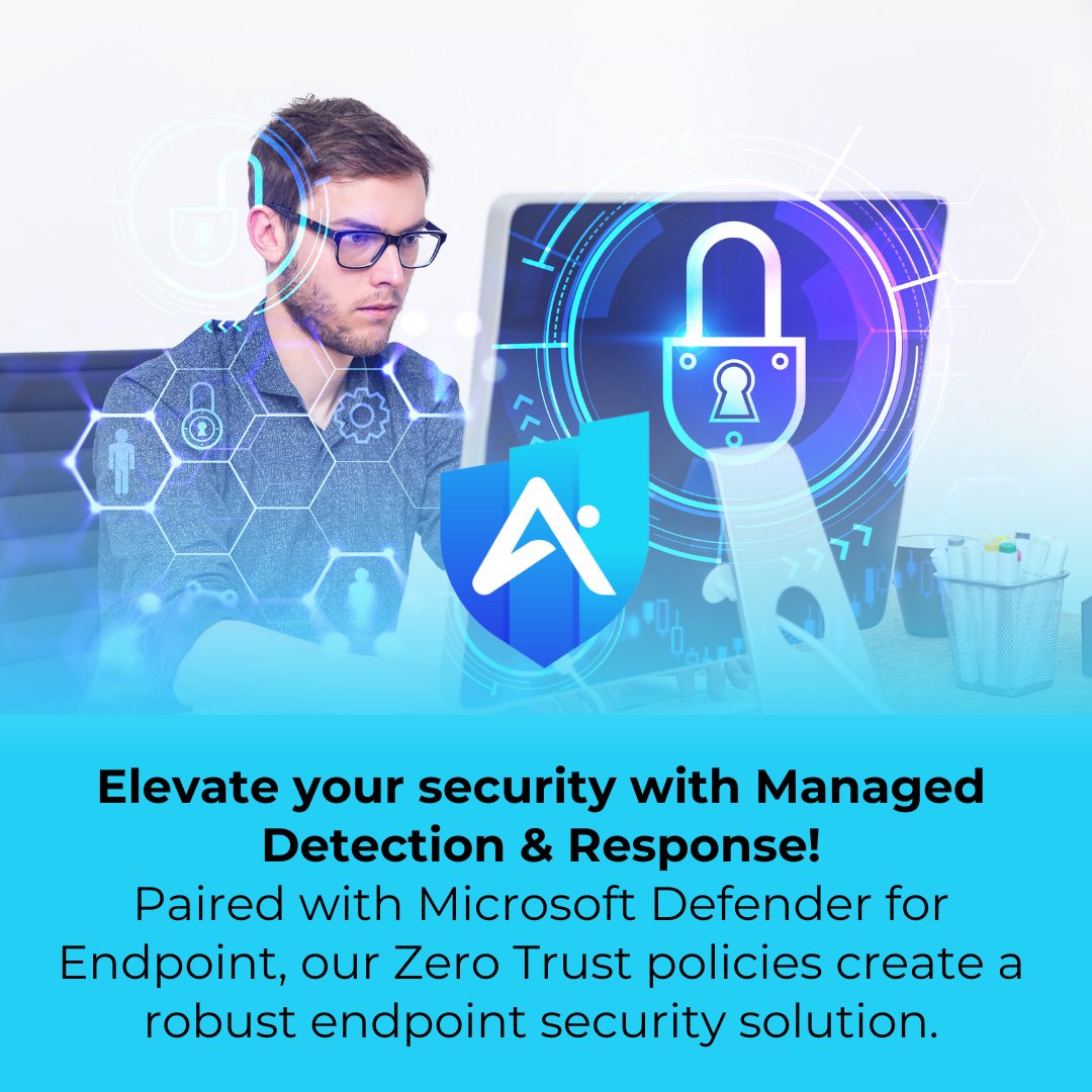 🔍 Elevate your security with Managed Detection & Response! Paired with Microsoft Defender for Endpoint, our Zero Trust policies create a robust endpoint security solution. 💪 

#ManagedDetection #EndpointSecurity #MicrosoftDefender #ZeroTrust #CyberDefense #ThreatResponse