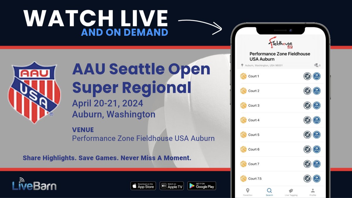 The AAU Seattle Open Super Regional, presented by AAU USA, begins tomorrow in Washington! 🏐 Can't make it to the court? We are streaming games throughout the weekend. Watch live or on-demand for 30 days, and don't forget to submit your highlights! 🎥
