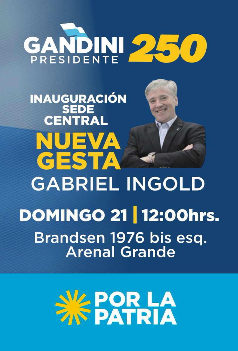 ¡Nueva Inauguración! ☀️Este domingo nuestro compañero Gabriel Ingold abre una nueva sede en apoyo a la candidatura de @jorgegandini en Montevideo. #GandiniPresidente #UruguayPuede