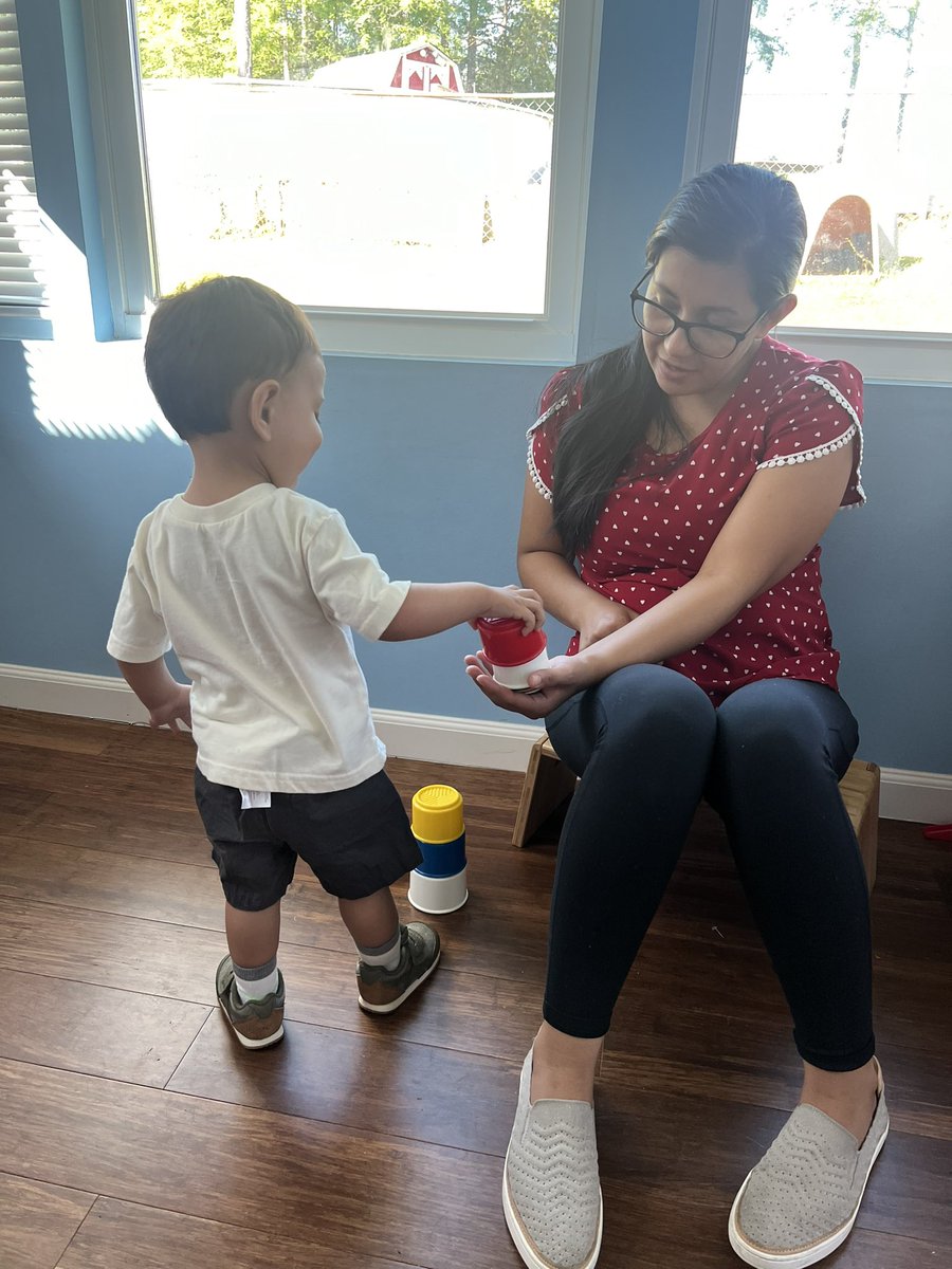 During a PAT activity with Mrs. Gutierrez student D is completing a Stacking activity with mom. #pat #parentsasteachers #dph #familia #familyinvolvement