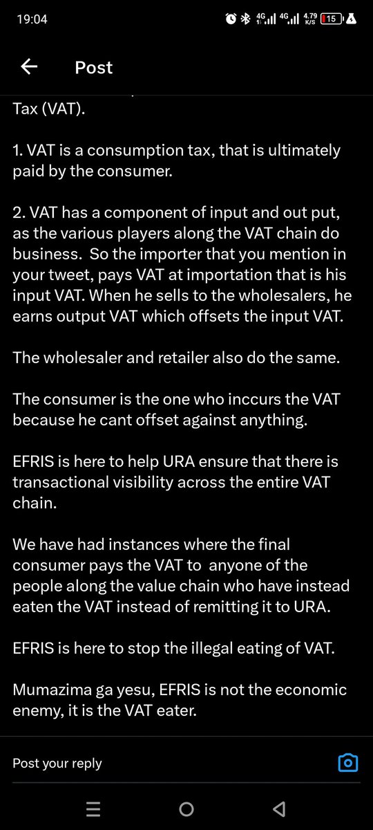 Final Consumers pay the VAT. 😅. The final consumers have already paid PAYE, NSSF, and now pay 18% VAT on Every item they will be buying from the shops😂. At the end of the whole chain. They will go to the hospital without medicine 😂🔥. Pay Your Taxes.