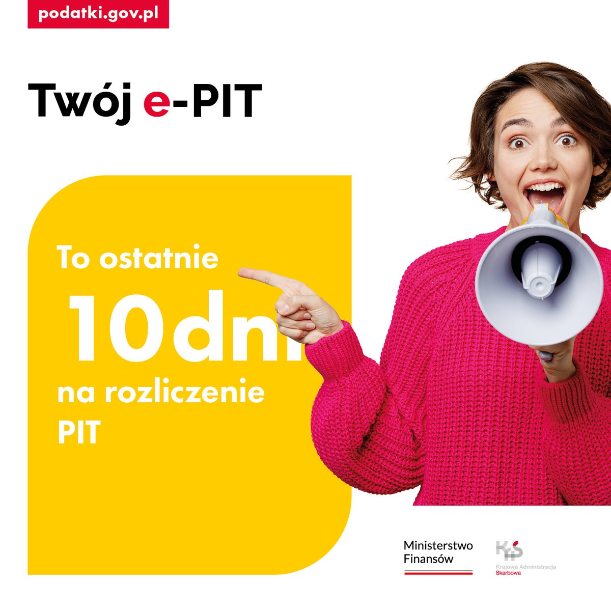 📣 Nie odkładaj rozliczenia #PIT na ostatnią chwilę. Przypominamy: rozliczysz się do 30 kwietnia. Wejdź na podatki.gov.pl i skorzystaj z usługi #TwójePIT. #eUsługiKAS