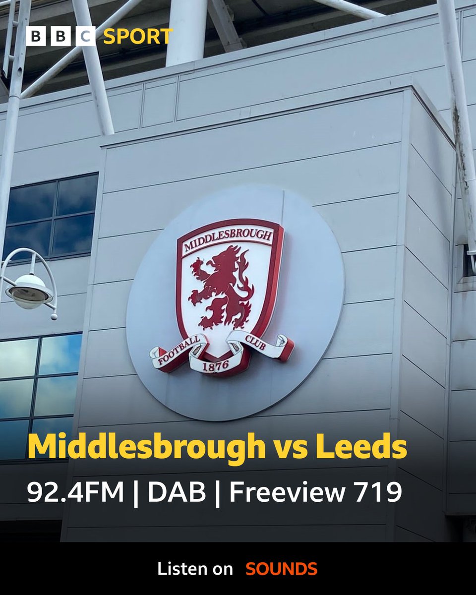 🚨 Coming up from 6pm: ⚽️ Middlesbrough vs Leeds United 🎙 @apopey, @jon_newsome and @jonathanbuchan 📻 92.4FM | DAB 📺 Freeview 719 #LUFC | #BBCFootball | #BBCEFL