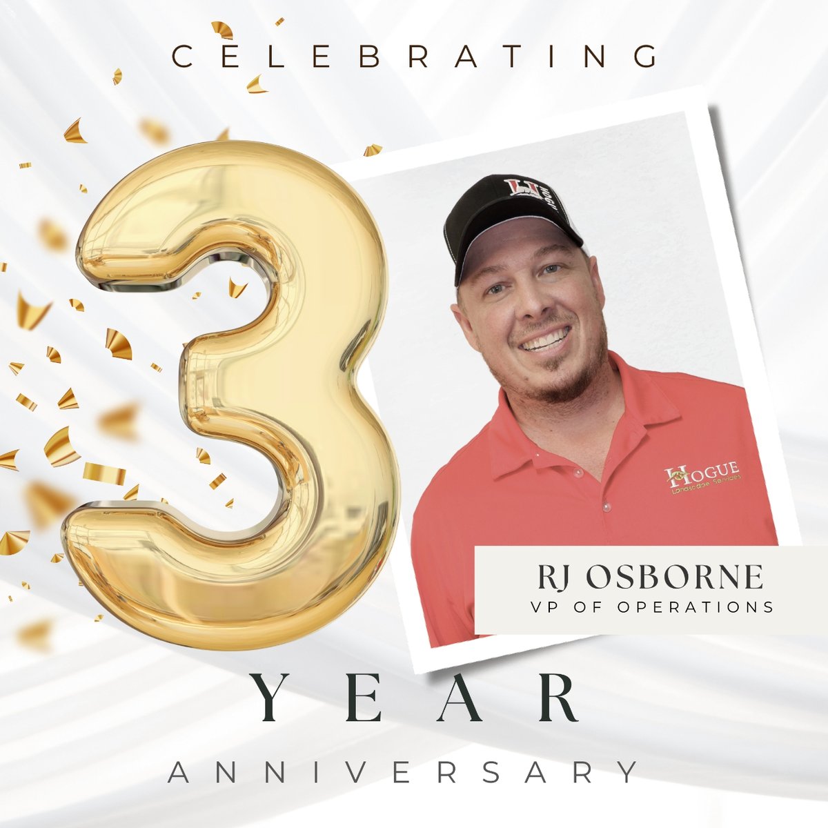 ⭐⭐⭐ Cheers to RJ Osborne on 3 years of exceptional leadership as our VP of Operations at Hogue Landscape Services! Your dedication and vision continue to inspire us. Here's to many more milestones together!🍃🌟 #TeamHogue #EmployeeSpotlight #EmployeeAppreciation