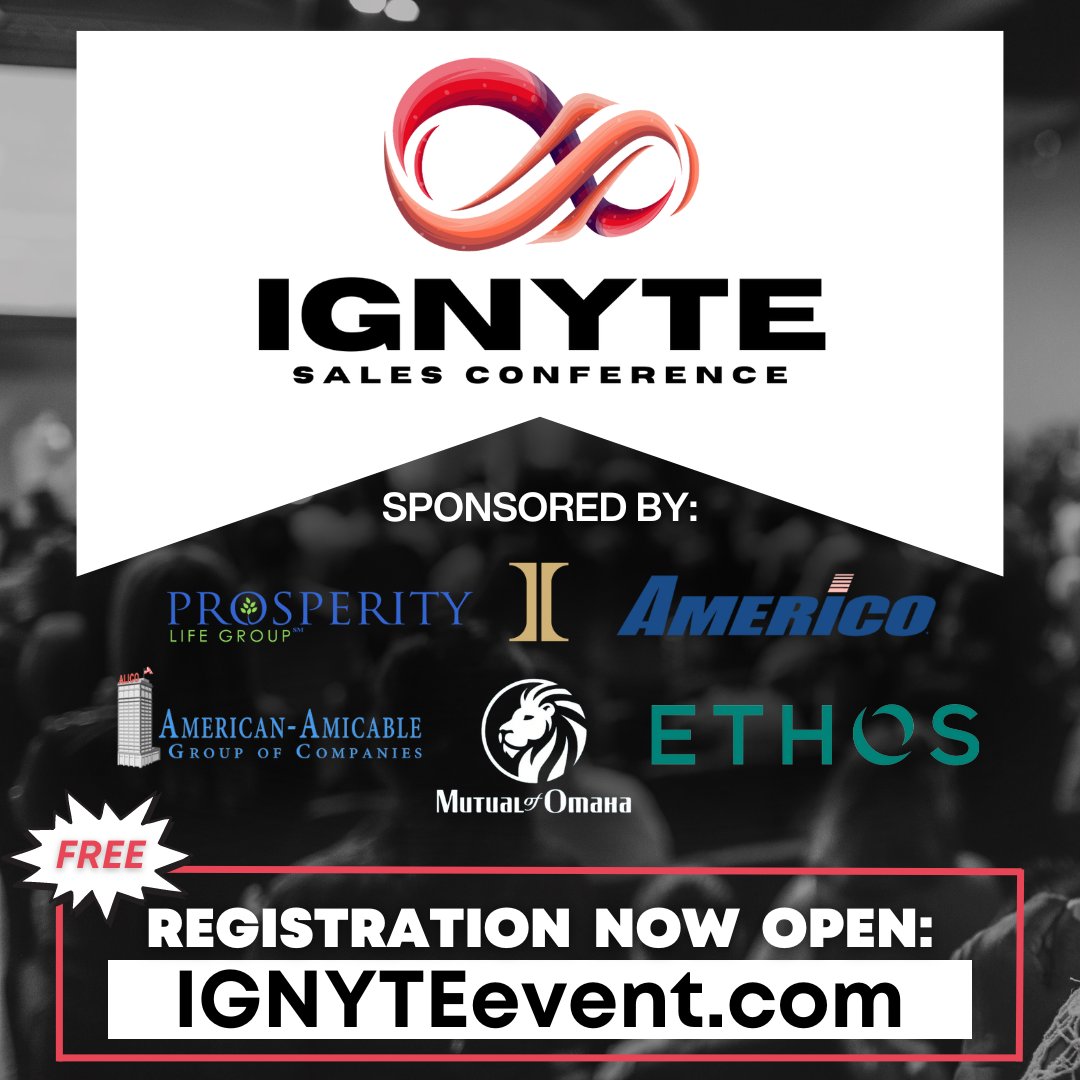 Thank you to all of our sponsors for helping us put on this amazing event for YOU! Events at this scale would not be possible without them. All current and future top producers will be at this FREE Event. Don't watch from the sidelines - register at IGNYTEevent.com