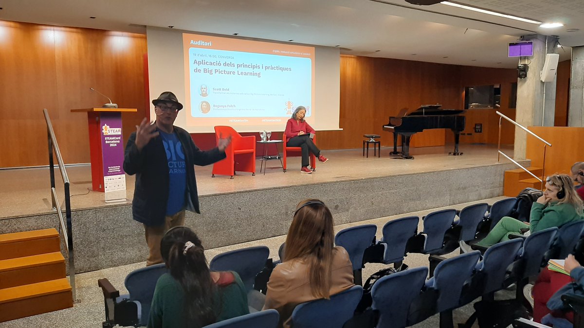 Connectar els interessos i les passions dels estudiants amb la comunitat mitjançant l'aprenentatge del món real i l'aprenentatge fora de l'escola. Scott Boldt de @bigpiclearning. Conversa amb @begonya Folch de @insaferrer #CeFoRe #pbl #steam 
#STEAMconf24