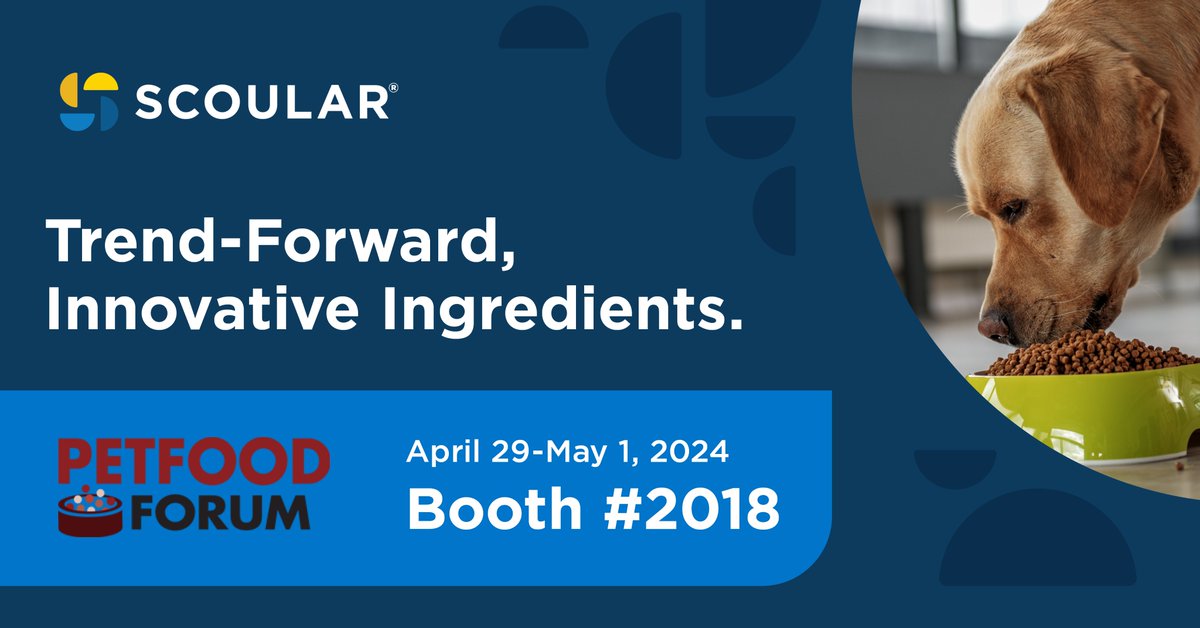 We’re headed for Petfood Forum – are you? Visit Scoular’s team at Booth 2018 and explore our portfolio of high-quality, innovative ingredients. Schedule a meeting at our booth: scoular.com/pet-food-produ… #petfoodforum #petfoodindustry