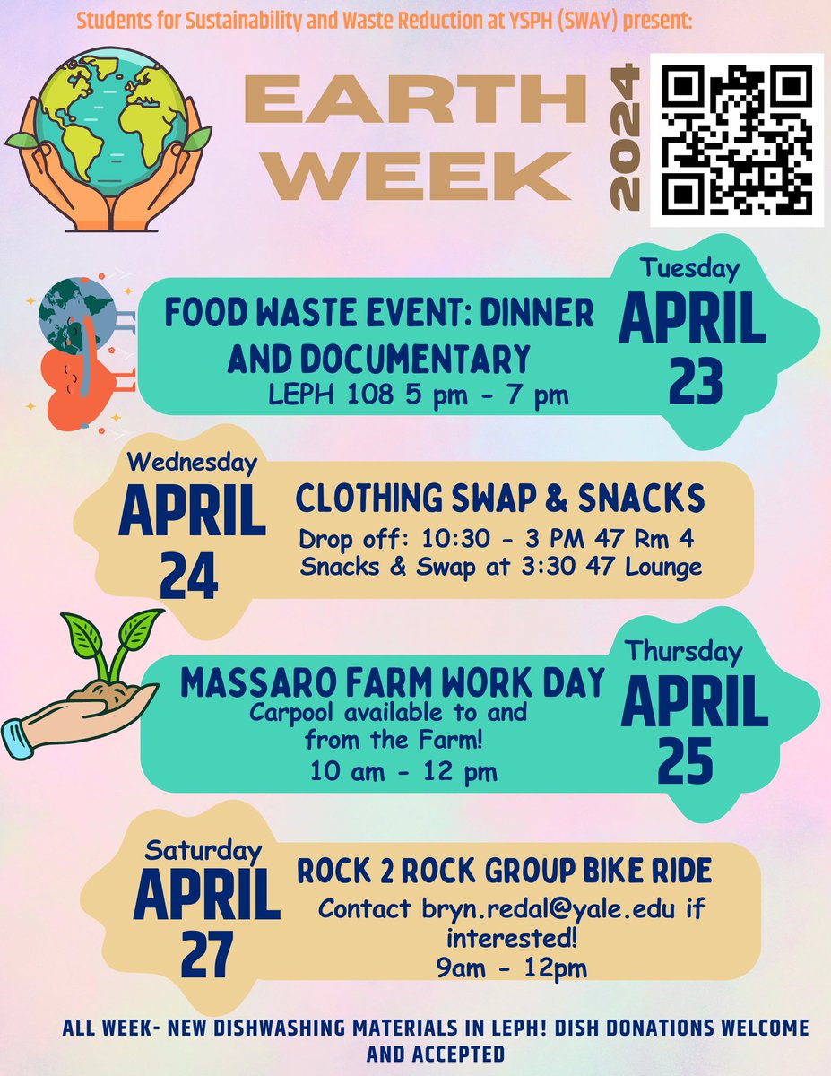 🌍🌱Celebrate #EarthWeek with the Students for Sustainability and Waste Reduction at YSPH (SWAY)!🌿 @YaleSPH