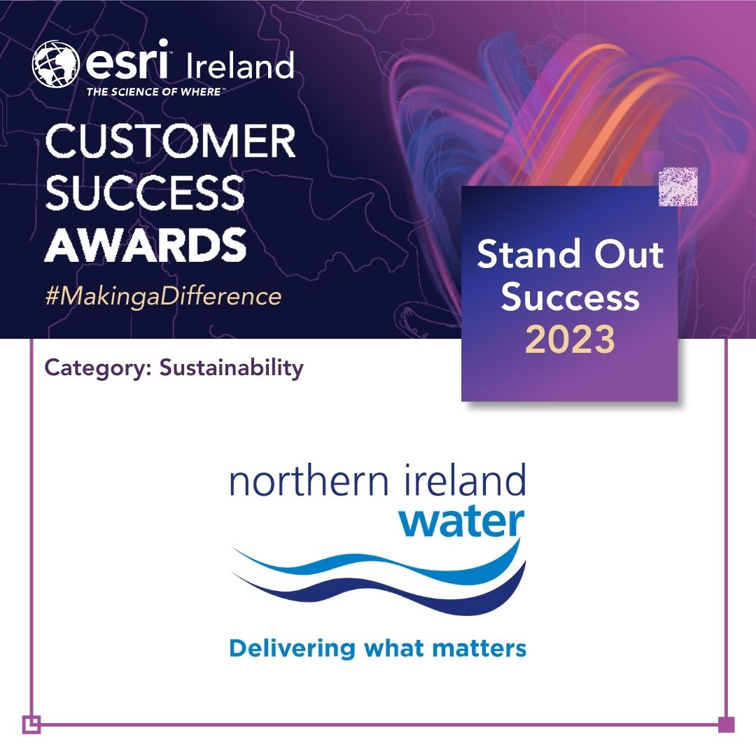 We are proud to announce that @niwnews has been recognised as a Stand out Success in the 'Sustainability' category at Esri Ireland's Customer Success Awards 2023; for their work on - Using GIS to target ingress and infiltration on the NIW Sewer Network. 🎖️ Congratulations 🎉