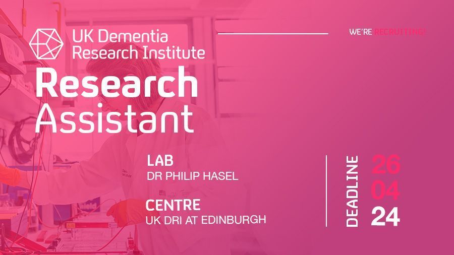 💡 Closing soon: Exciting opportunity for a Research Assistant to join @HaselPhilip's lab (UK DRI at Edinburgh)! Interesting role helping the lab explore how astrocytes at the borders of the brain contribute to brain function and dysfunction in disease👉buff.ly/43TrxZA