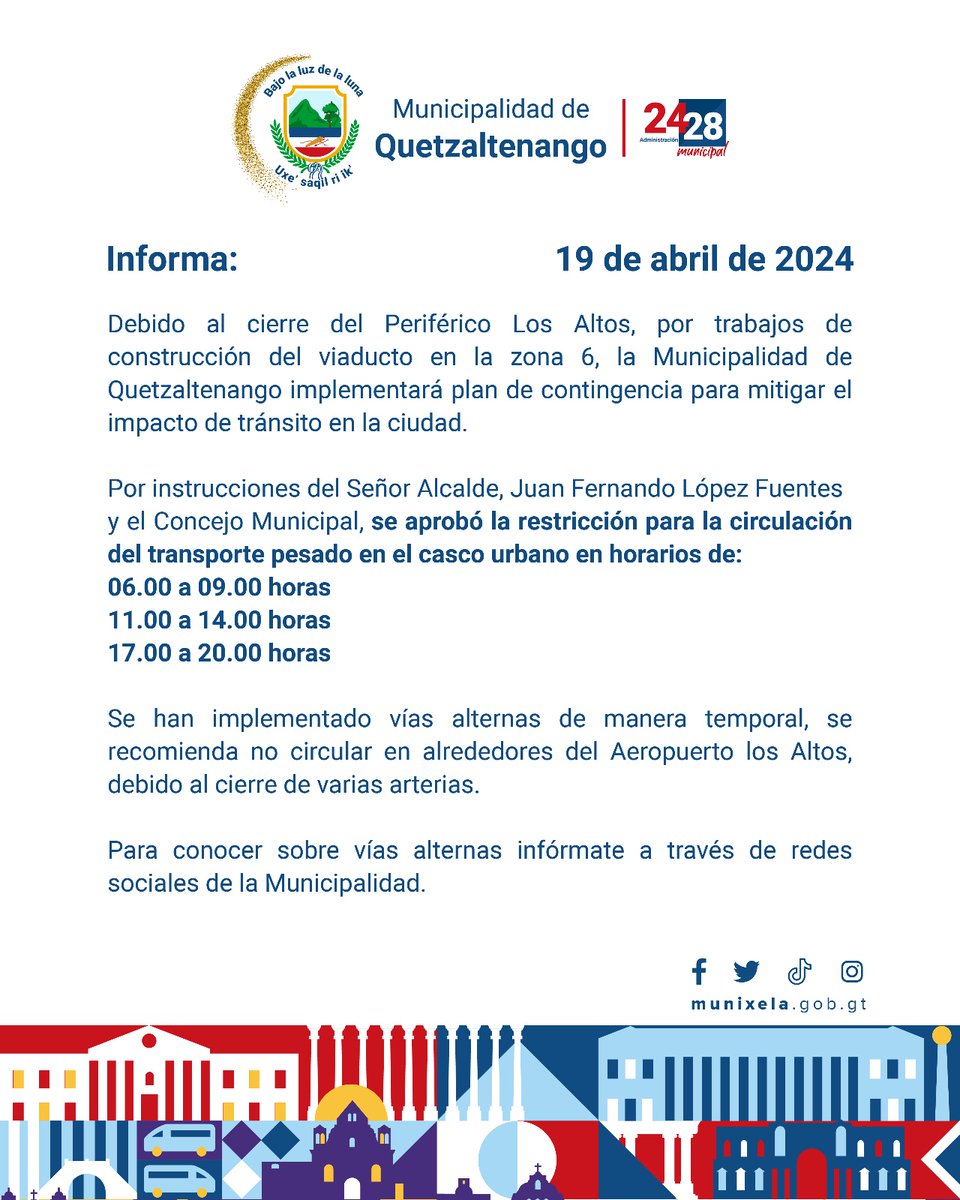 AVISO #MuniXela #SeguimosTrabajando