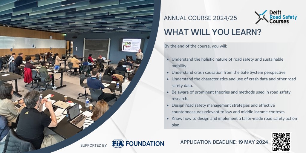 Find out more about Delft Road Safety Course and what you will learn with us! Applications for the 2024-25 Course are open NOW! Find out more 🔗delftroadsafetycourses.org/annual-delft-r…