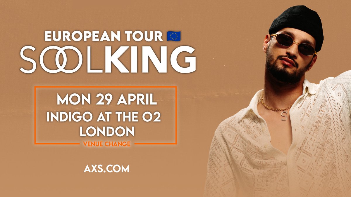 Just in: Soolking's London show will now take place here at indigo at The O2 on 29 April. Limited tickets available here >> bit.ly/Soolking_indigo