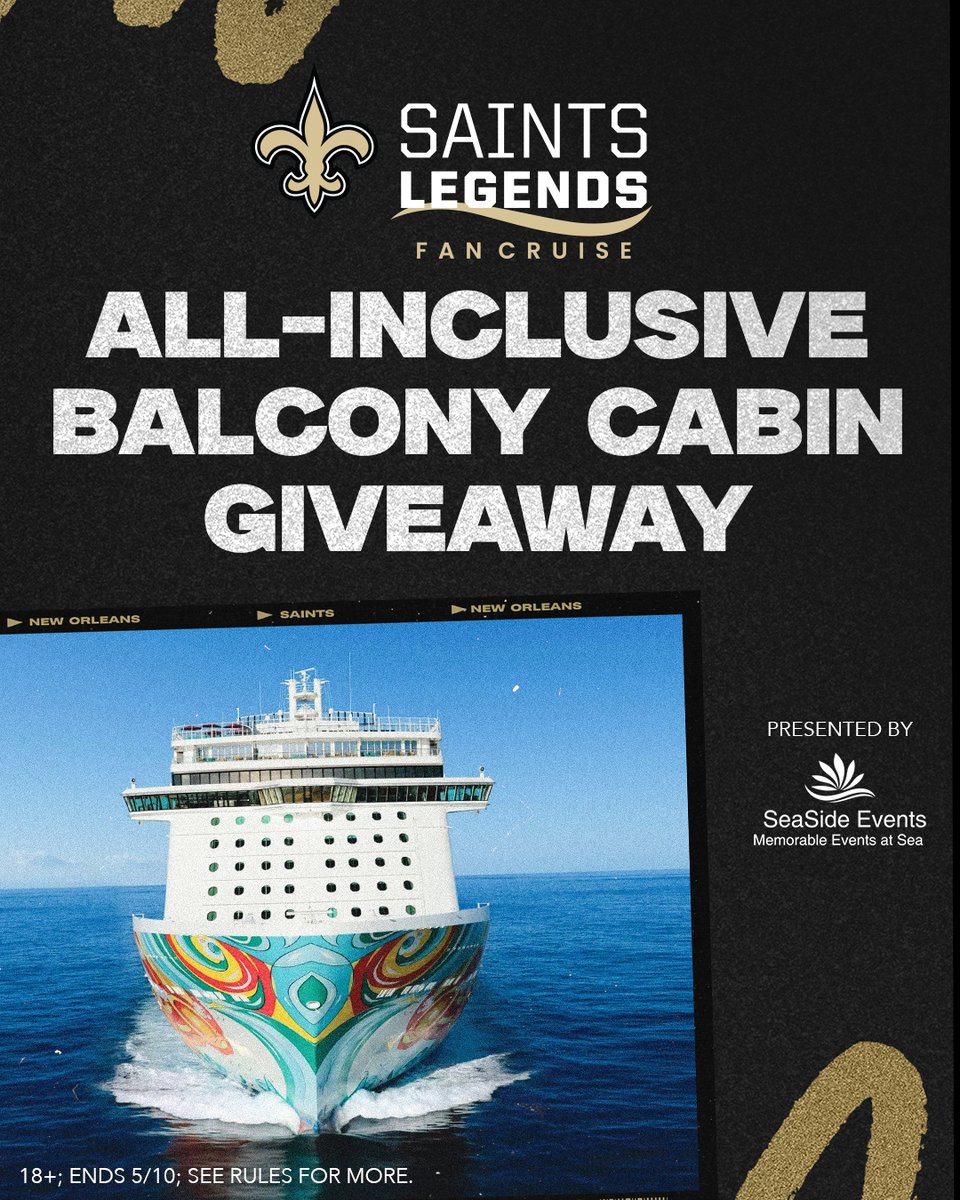 Be a part of history and embark on the official 7-Night Saints Legends Fan Cruise, setting sail April 6-13, 2025. Read more here: neworlns.co/44aNeV1