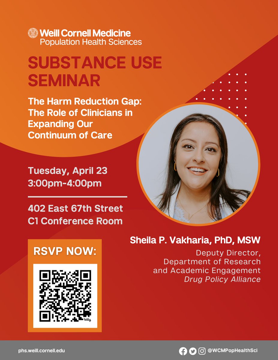 Next week on Tuesday April 23rd 3-4pm EST, I have the pleasure of doing a hybrid talk about The Harm Reduction Gap hosted by @WCMPopHealthSci. Join us in person or online! Register: weillcornell.zoom.us/webinar/regist…